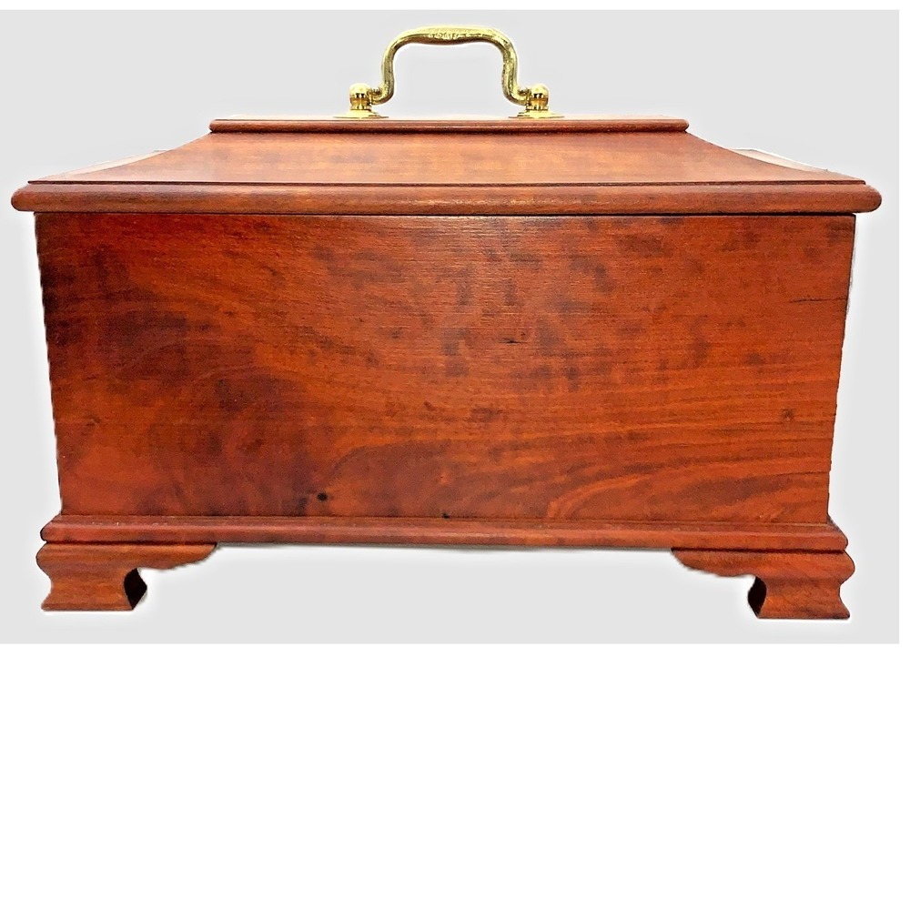 American Crafted Handmade Cherry Wood Box w Lid Funerary Ashes Storage, Keepsake